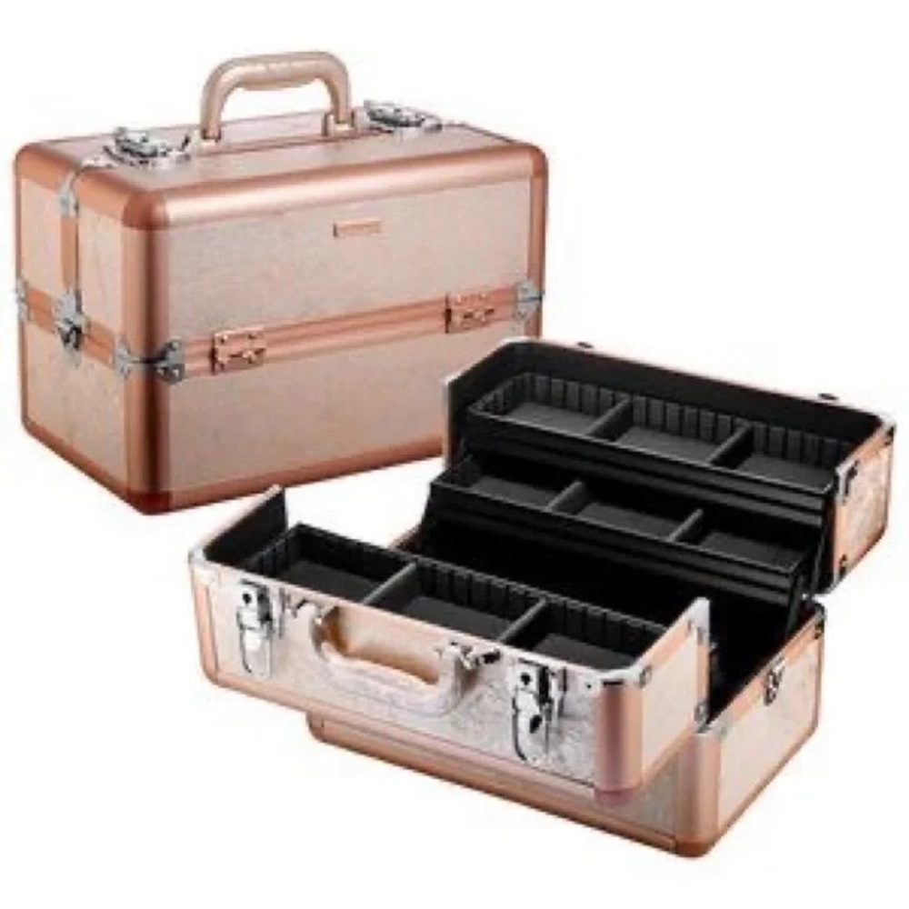 NEW Limited Edition Sephora Makeup Train Case Metallic Rose Gold